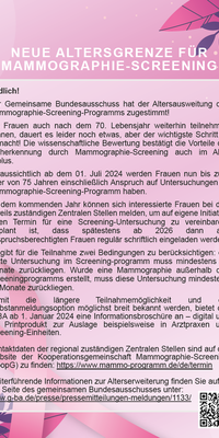 Neue Altersgrenze für Mammographie-Screening